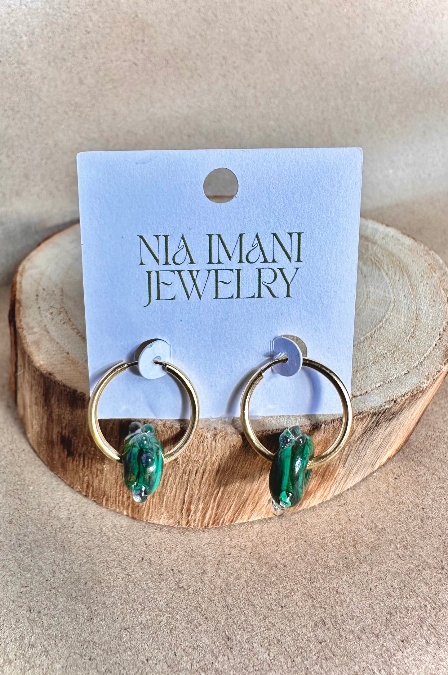 Green Spiral Gold-filled Sleeper Hoops
