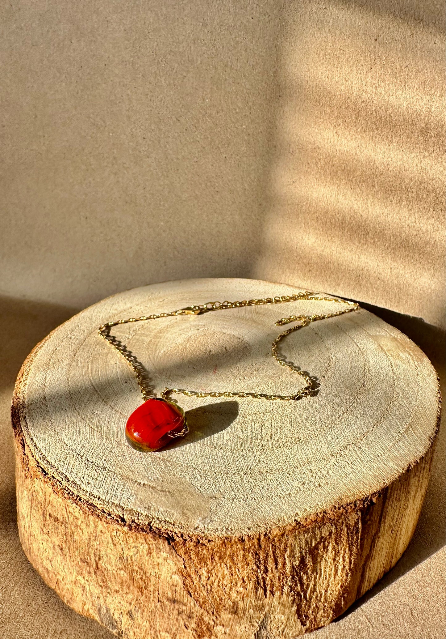 Cherry Red Glass & Gold Filled Choker