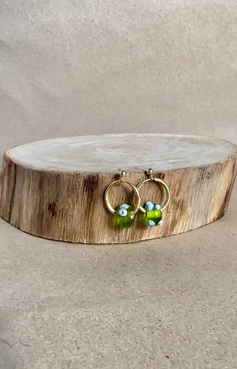 Green & Blue Polka Push Earrings