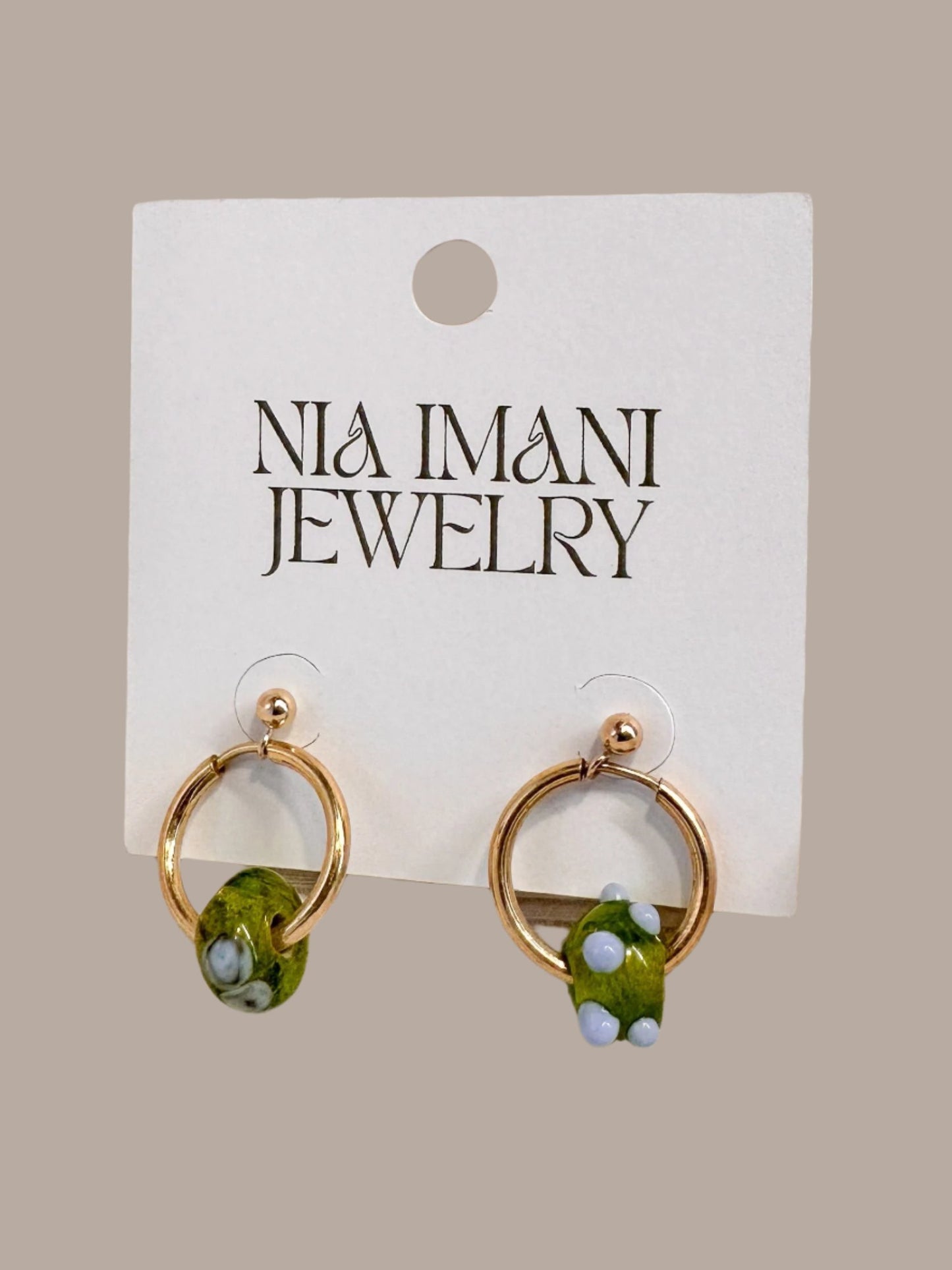 Green & Blue Polka Push Earrings